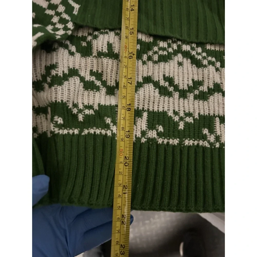Green Nordic‎ Dog Sweater & Hat Set Knit Winter Warm Reindeer Pattern